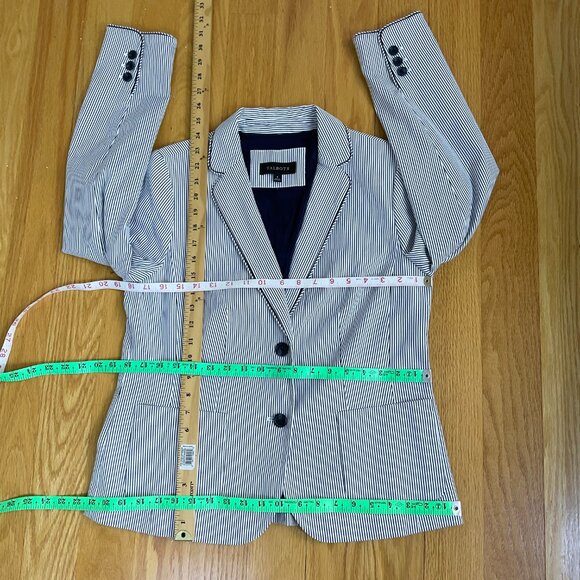 Talbots Blazer Pinstripe Cotton Gray White (8) - Picture 8 of 10
